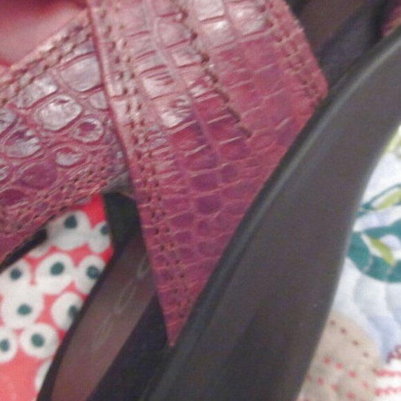 ECCO Light Slingback Sandals Size 8.5 39 Leather Croc Comfort Walk Ankle Strap - Picture 7 of 12